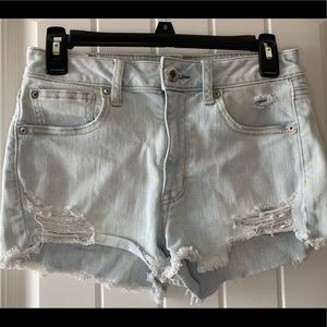 American Eagle Light Denim Distressed Shorts